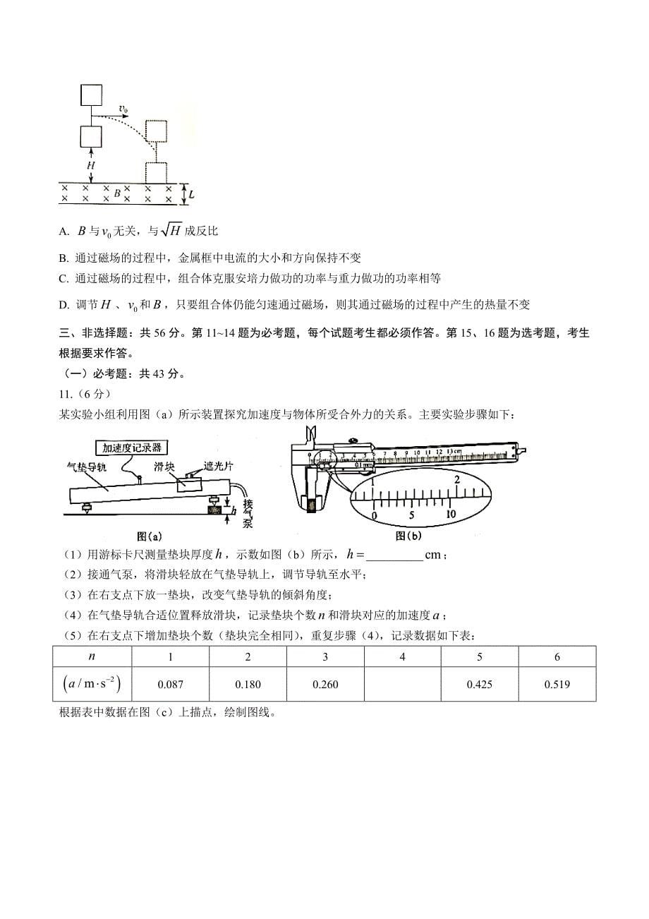 2021年湖南省普通高中学业水平选择性考试【物理】_第5页