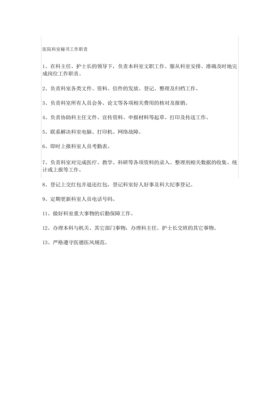 医院科室秘书工作职责_第1页