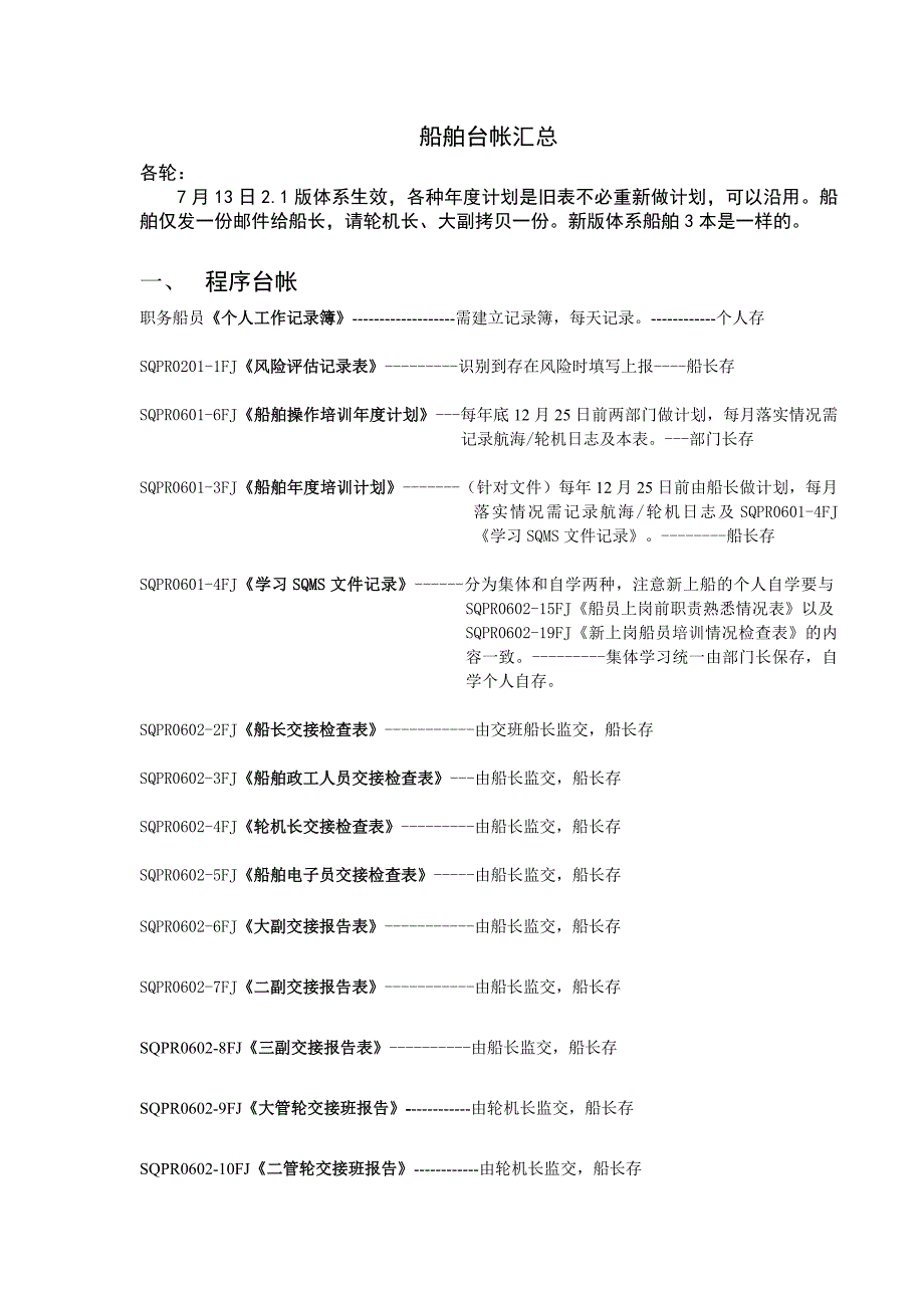 船舶台帐汇总及记录说明_第1页