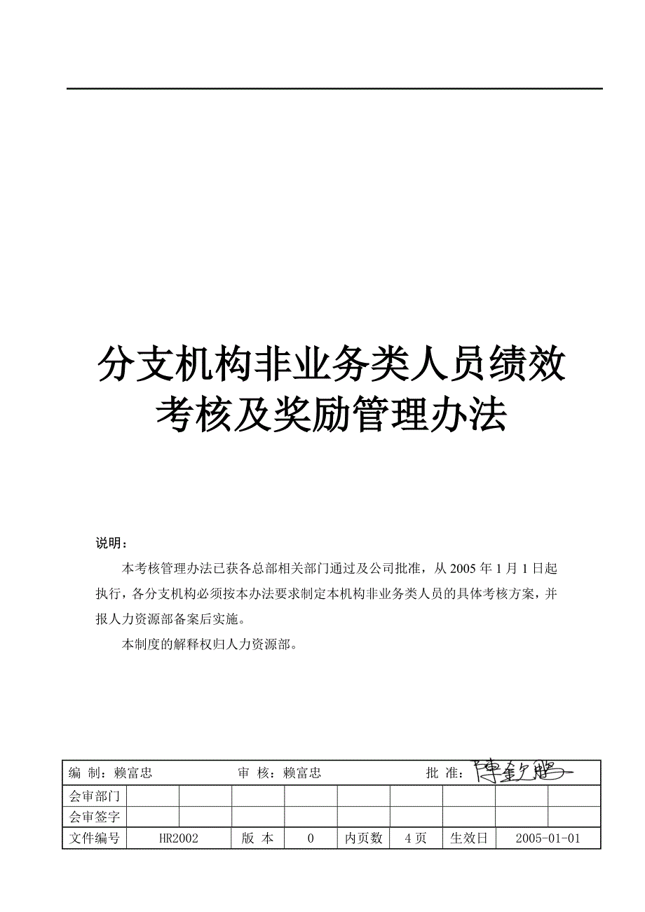 分支机构非业务类人员考核管理办法.doc_第1页