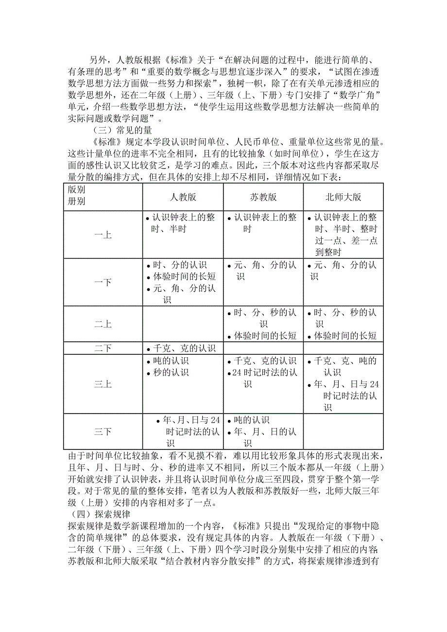 小学数学三个版本教材的内容结构对比分析.docx_第3页