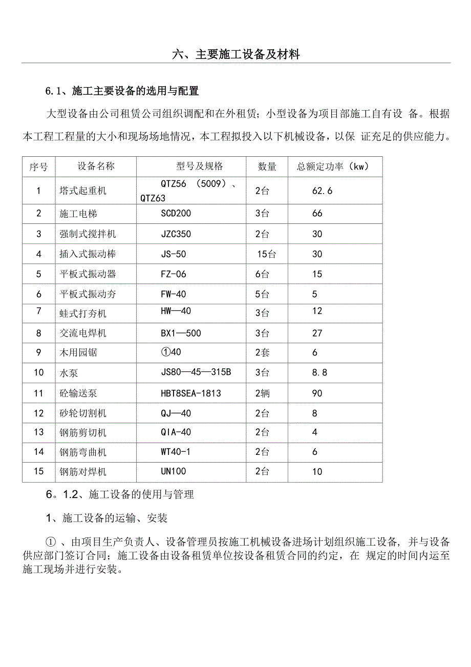 六主要现场施工设备和材料_第1页