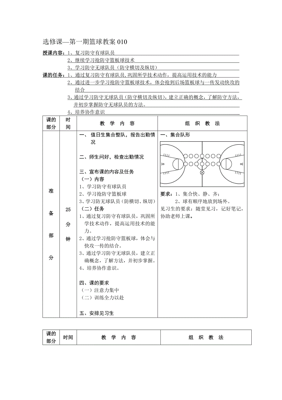 第一学期篮球选修课教案10.doc_第1页