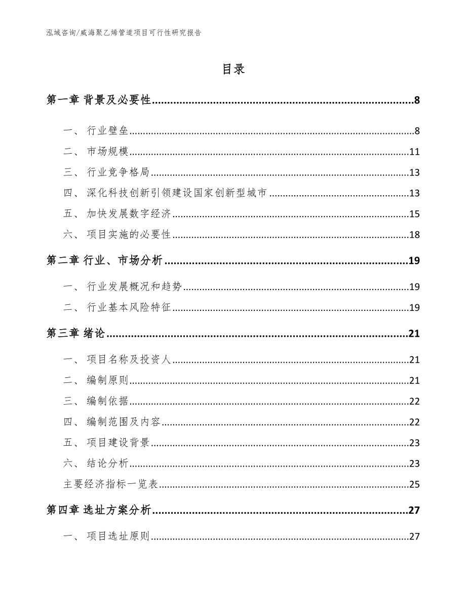 威海聚乙烯管道项目可行性研究报告_模板参考_第2页