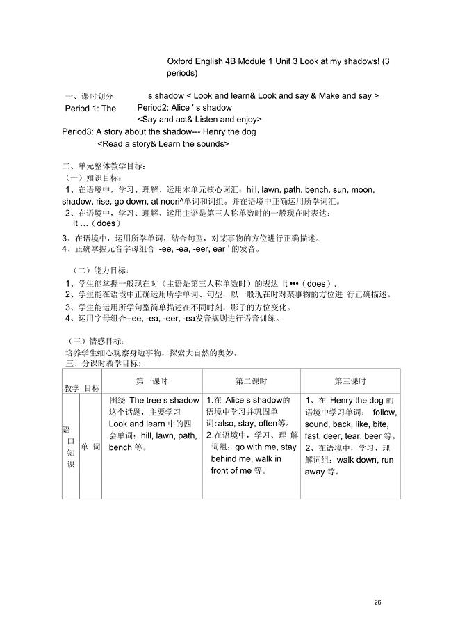 上海版-小学牛津英语-4BM1U3教案