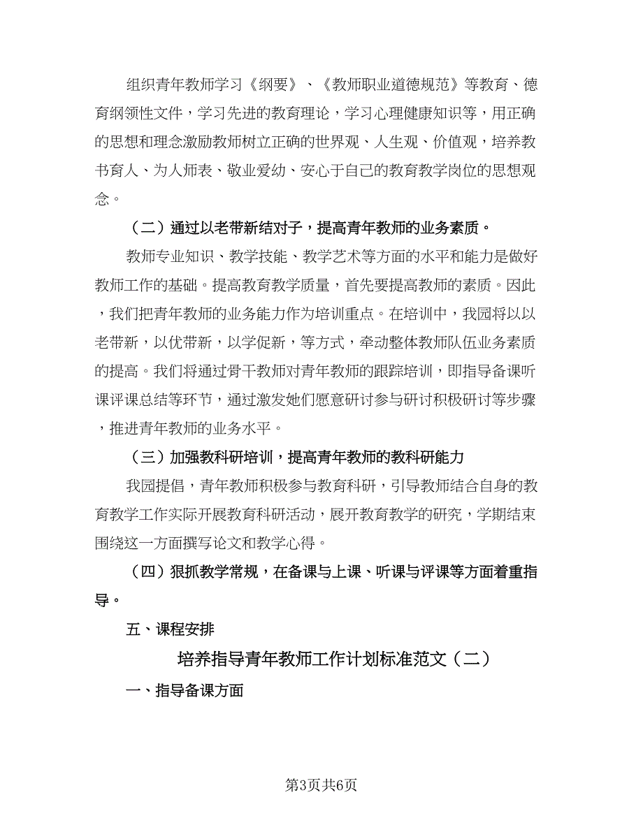 培养指导青年教师工作计划标准范文（三篇）.doc_第3页