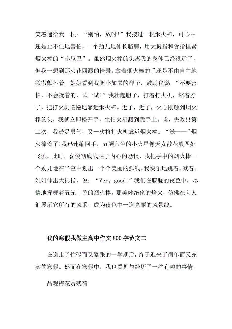 2021我的寒假我做主高中作文800字5篇_第2页