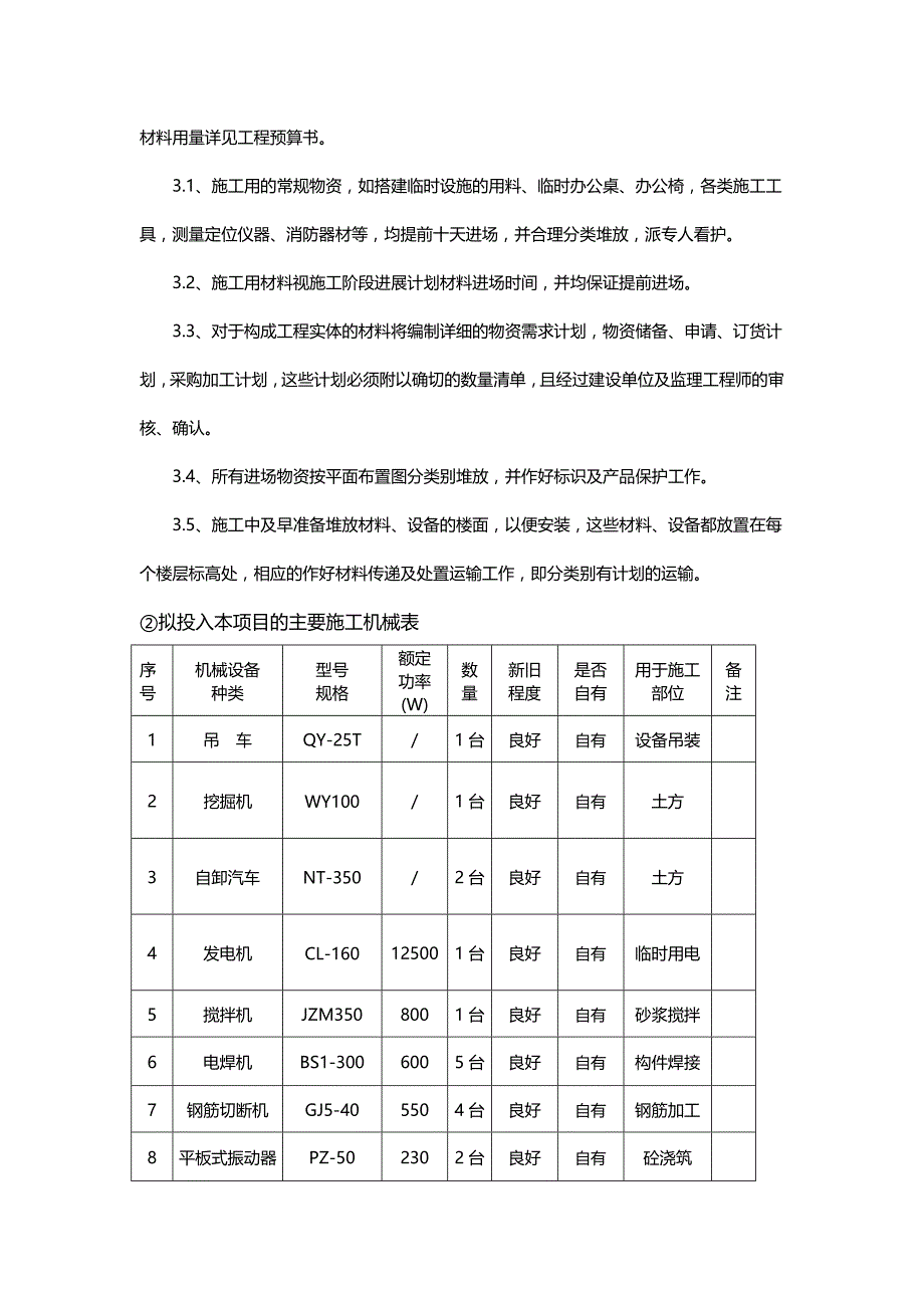 工程投入的主要施工机械设备情况、主要施工机械进场计划.doc_第3页