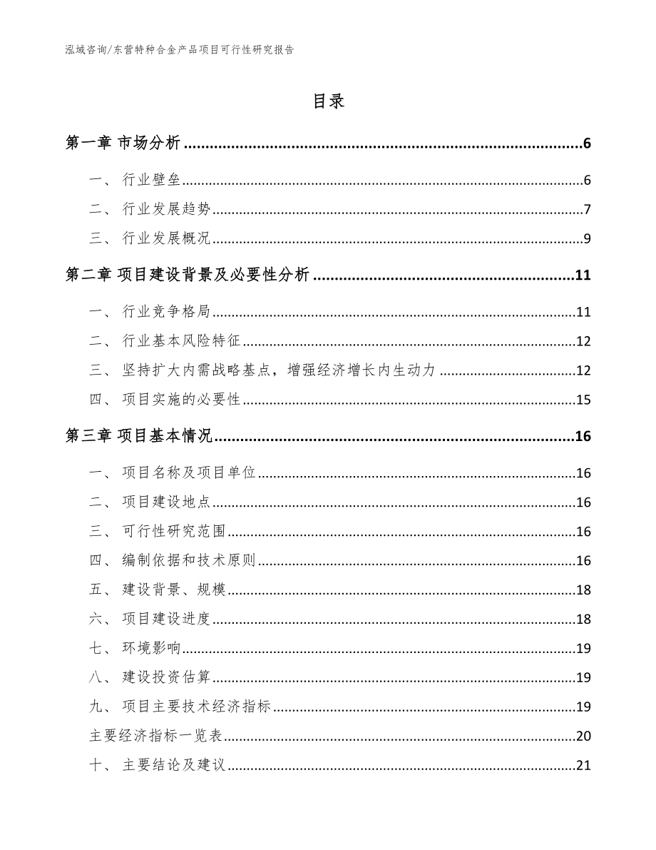 东营特种合金产品项目可行性研究报告【参考范文】_第1页