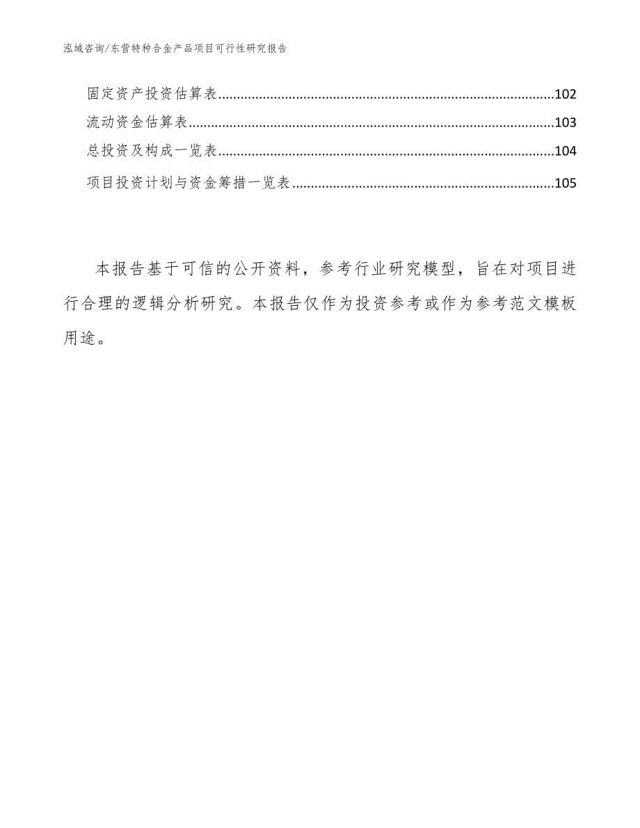 东营特种合金产品项目可行性研究报告【参考范文】_第5页