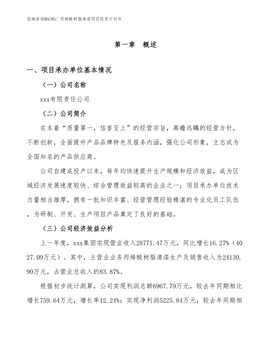 丙烯酸树脂清漆项目投资计划书_第4页