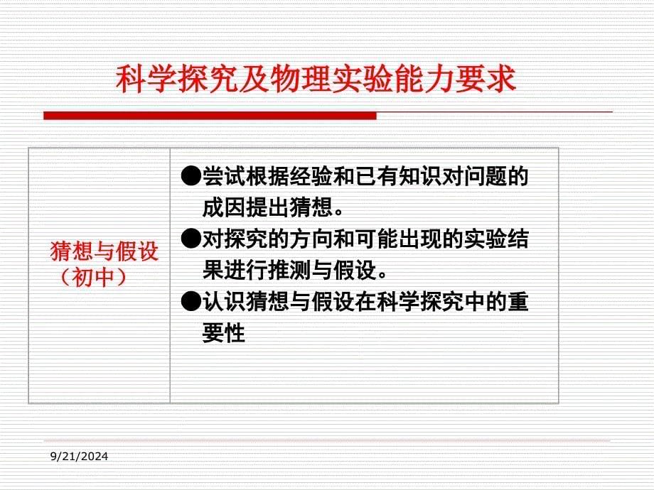 绵阳市初中物理新课改实验技能培训科学探究与物理实验能力课件_第5页