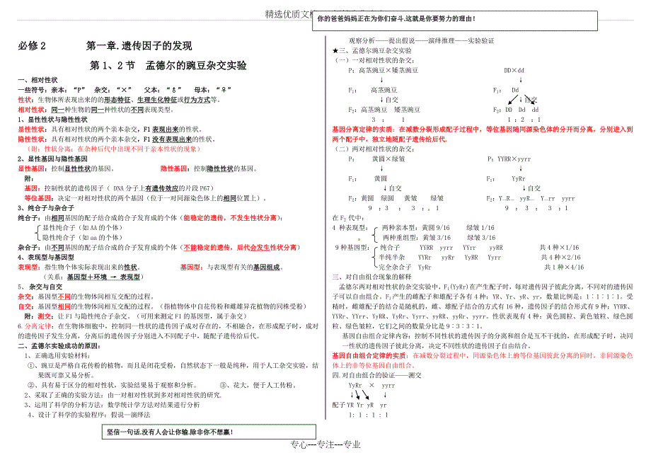 高中生物必修二前两章基础知识总结_第1页