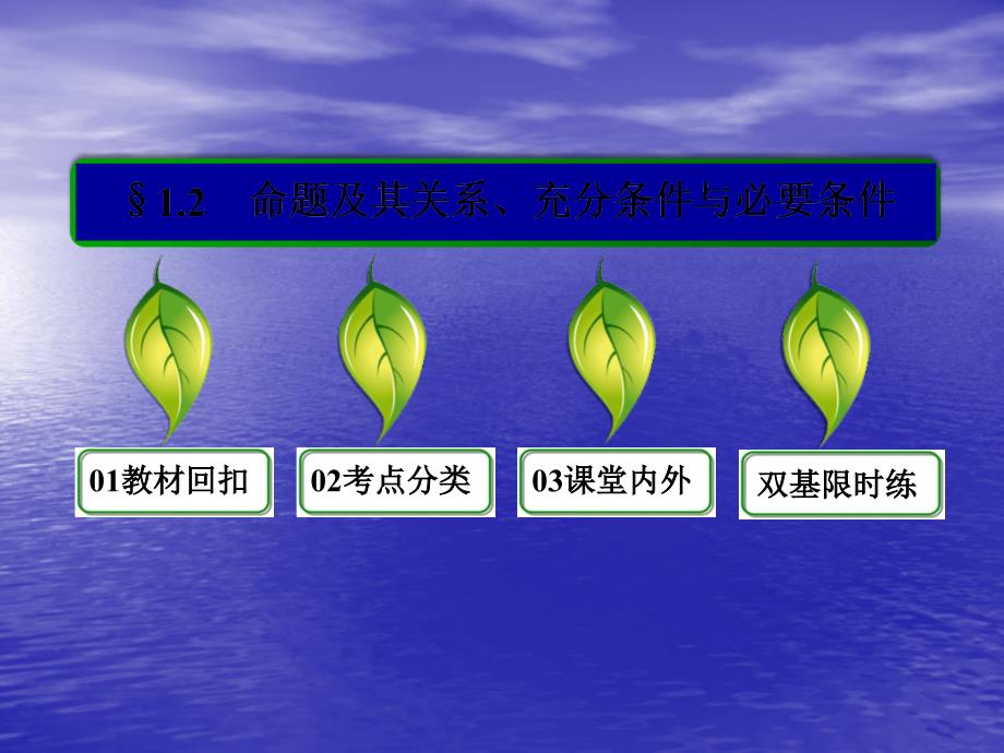 2014届高三数学一轮复习专讲专练-命题及其关系、充分条件与必要条件ppt课件_第2页