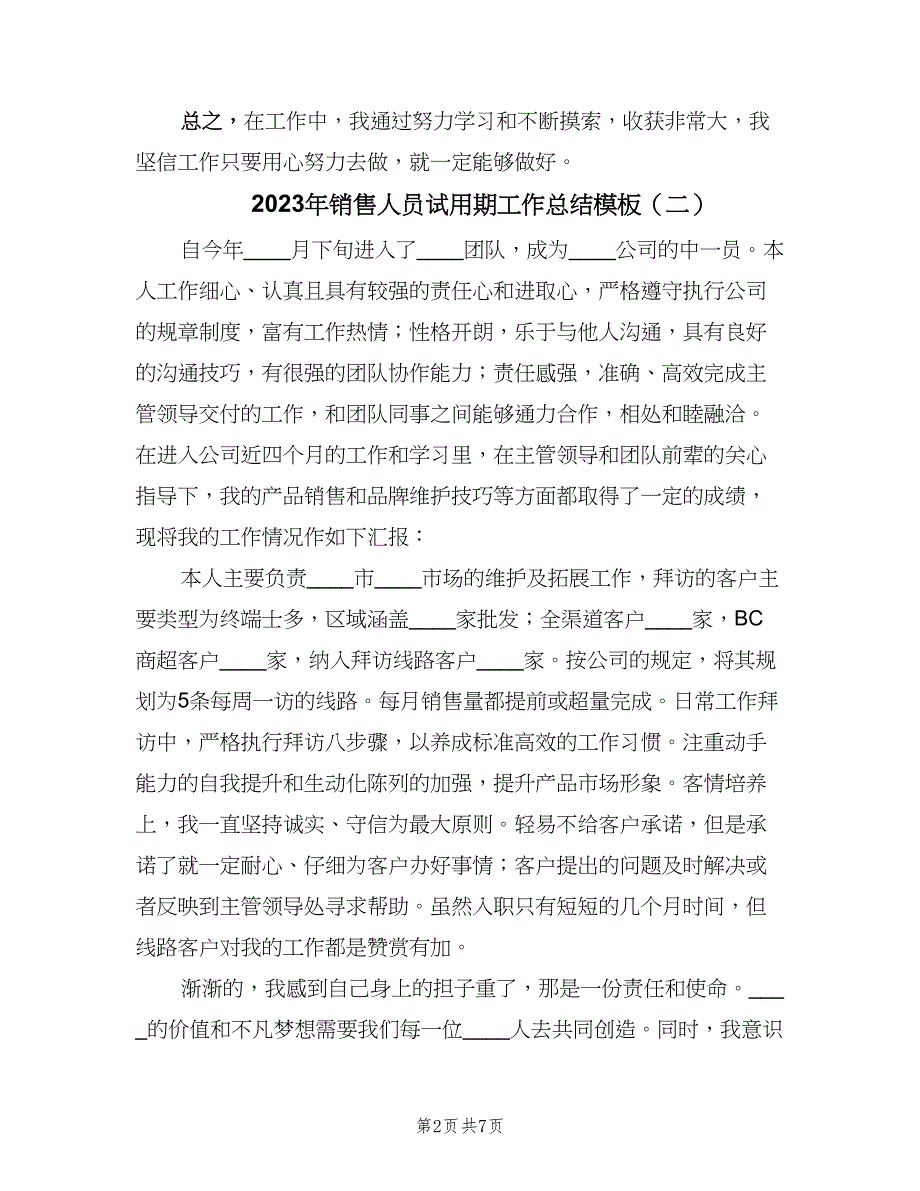 2023年销售人员试用期工作总结模板（4篇）.doc_第2页