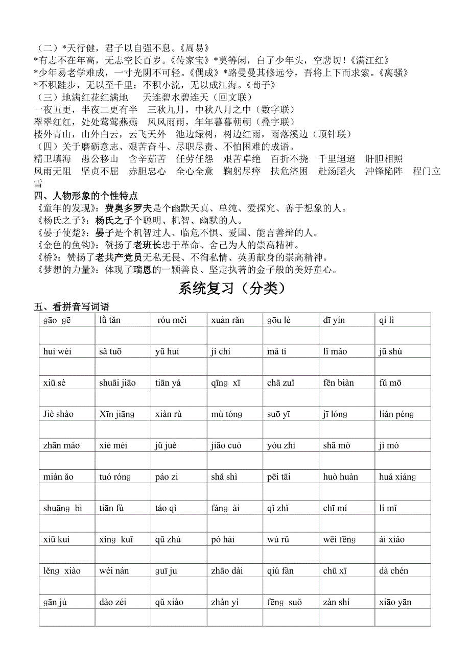 人教版五年级语文下册期中复习资料_第4页