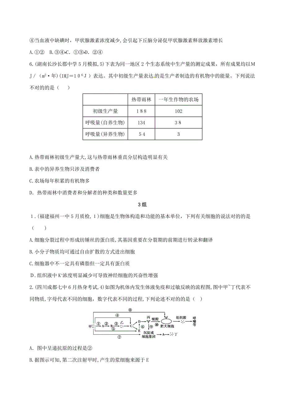 18届高考生物二轮复习冲刺提分作业本一选择题20分钟3组练8180327284_第4页