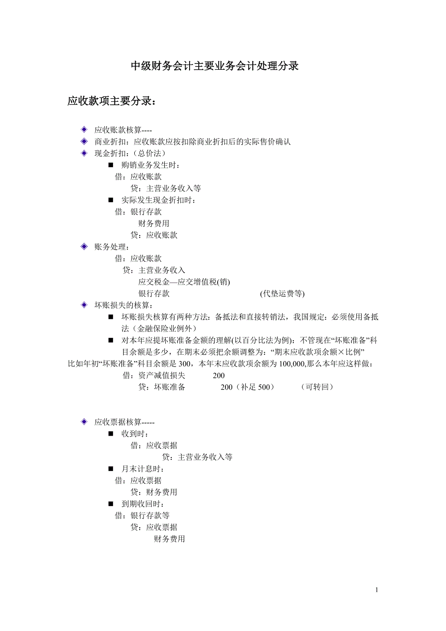 中级财务会计主要业务分录.doc_第1页