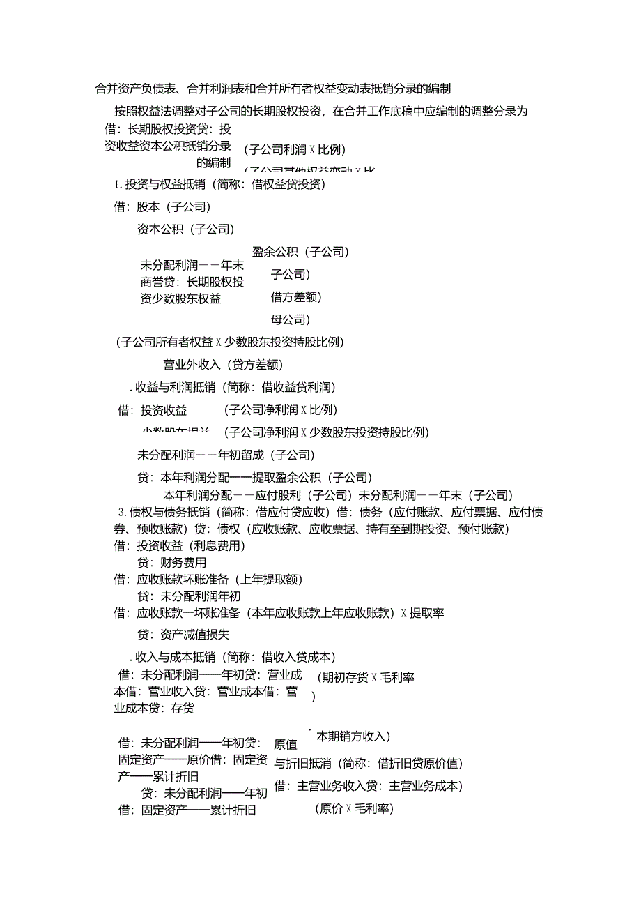 合并资产负债表、合并利润表和合并所有者权益变动表抵销分录的编制_第1页