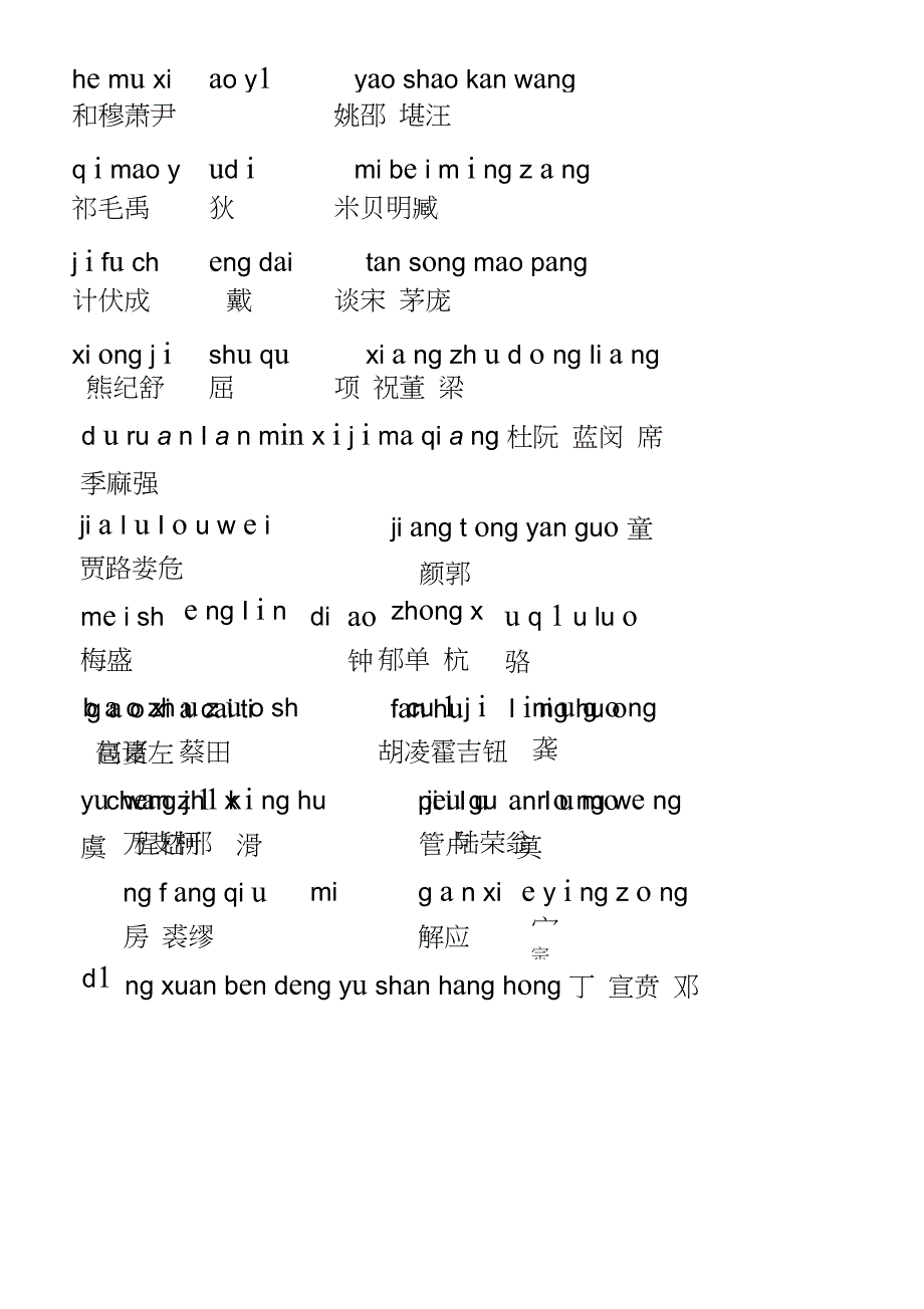 一年级拼音版百家姓_第2页