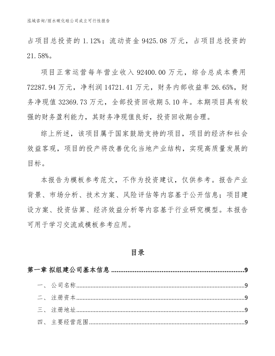 丽水碳化硅公司成立可行性报告【模板范本】_第3页