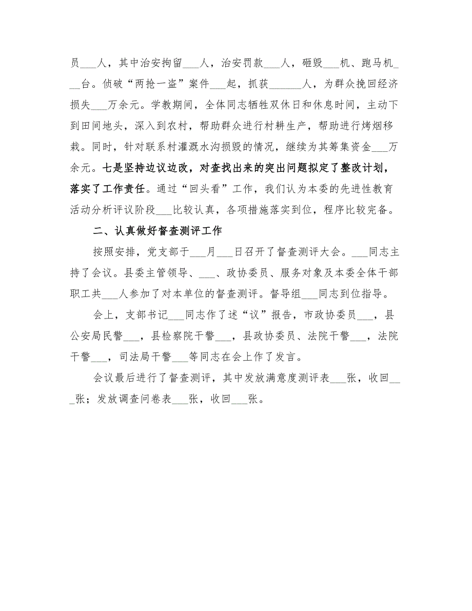 2022年分析评议阶段“回头看”及督查测评工作小结_第2页