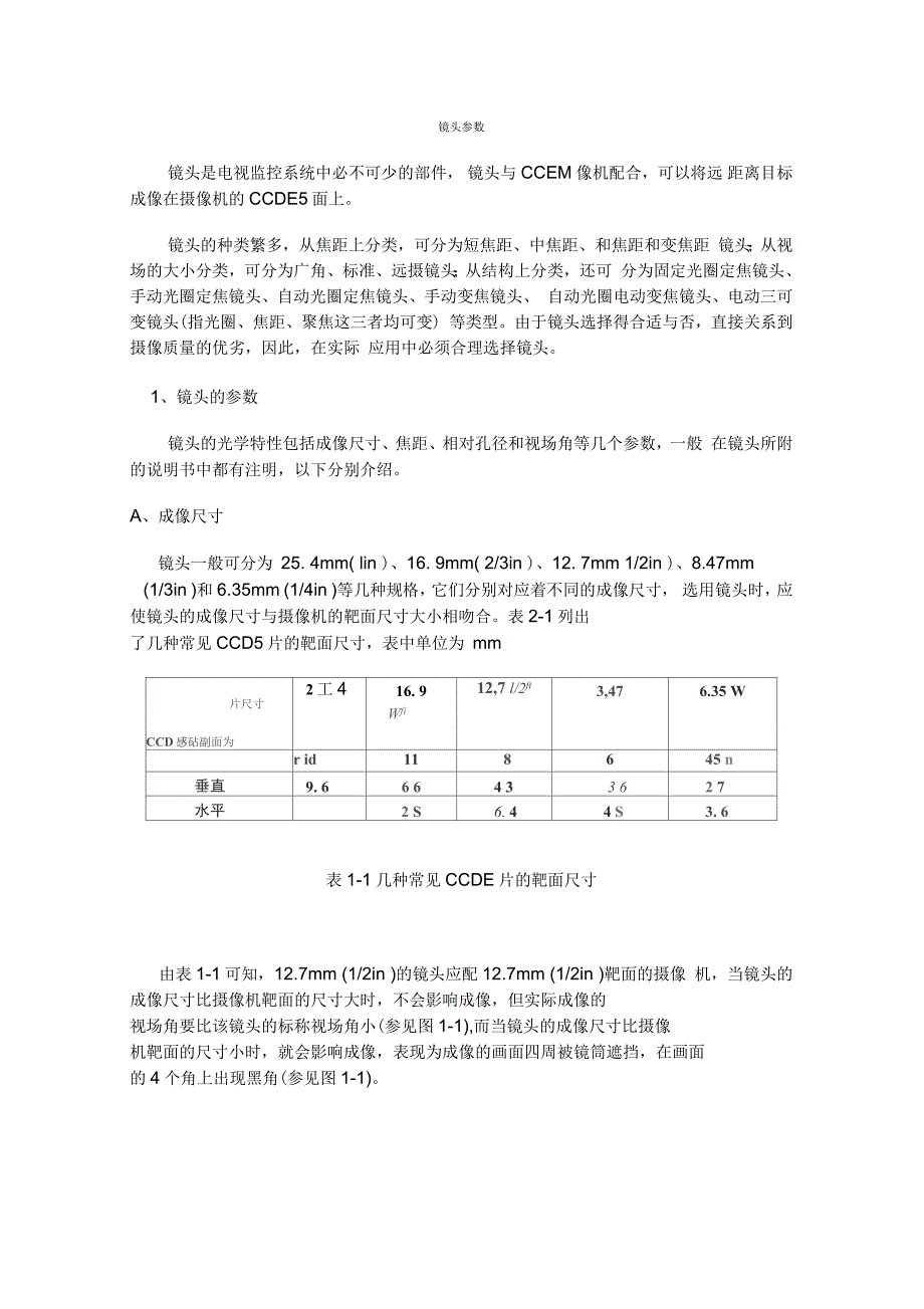 摄像机镜头参数解析_第1页