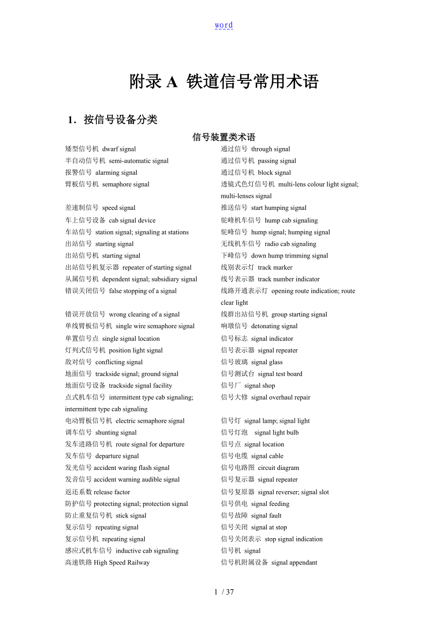 铁道信号常用术语中英文对照_第1页