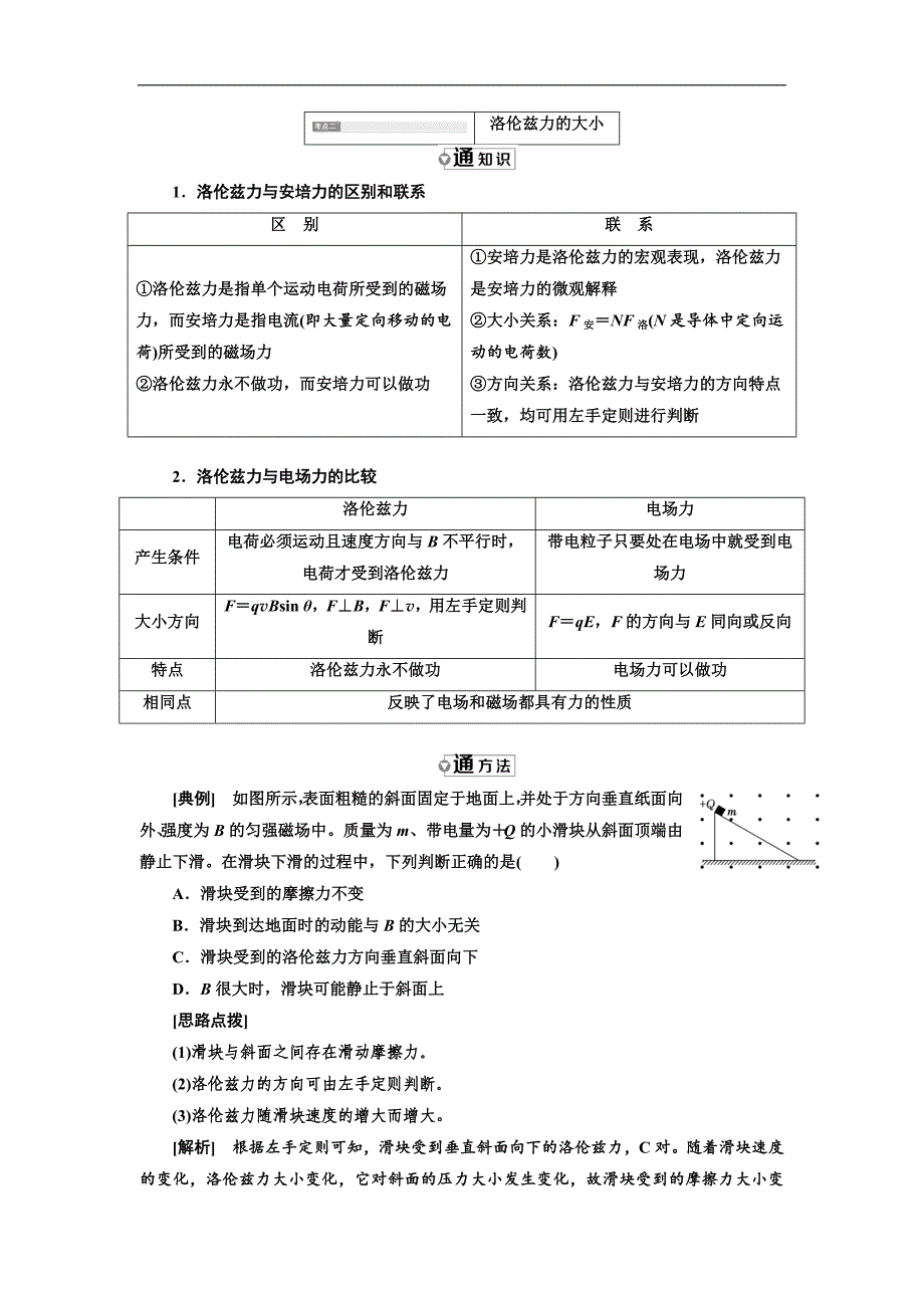 物理同步人教版选修31学案：第三章 第5节 运动电荷在磁场中受到的力 Word版含解析_第4页