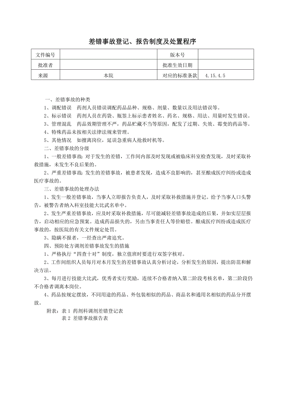 发药差错登记、报告制度及处置程序_第1页