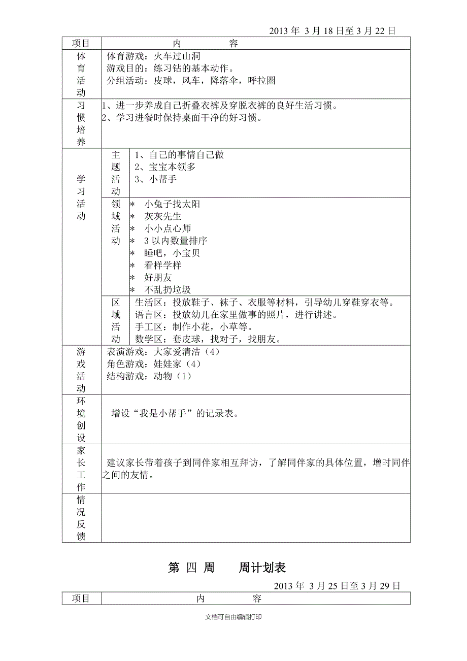 幼儿园小班下学期周计划_第3页