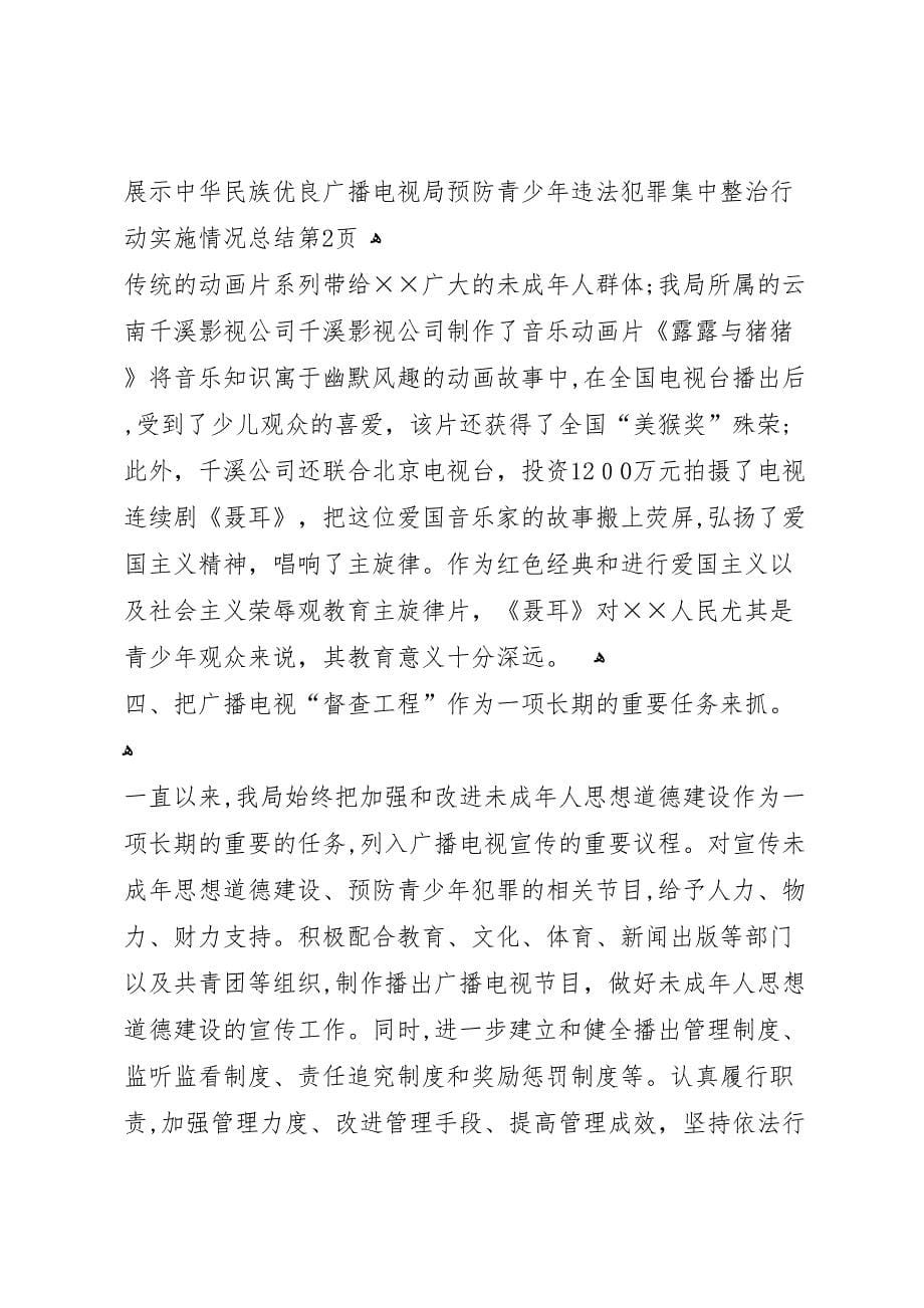 广播电视局预防青少年违法犯罪集中整治行动实施情况总结_第5页