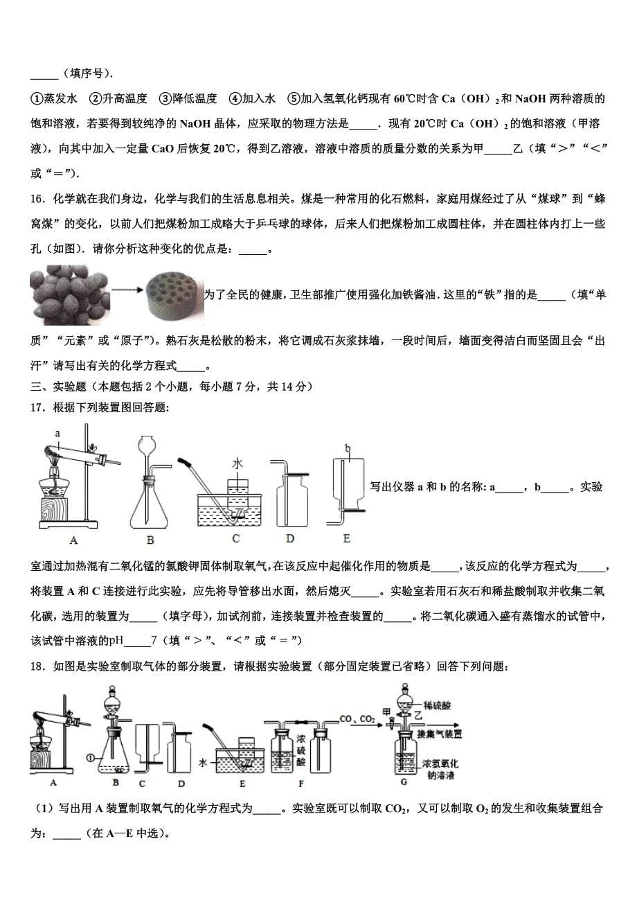 2023年广东省宝塔实验重点名校中考化学模拟试题（含答案解析）.doc_第5页