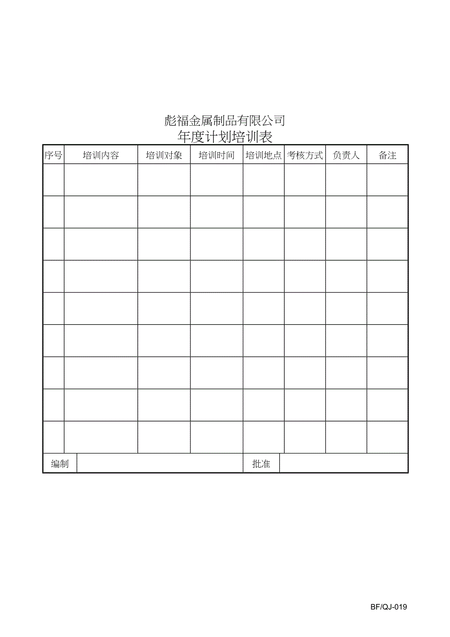 【管理精品】QJ019年度培训计划_第1页