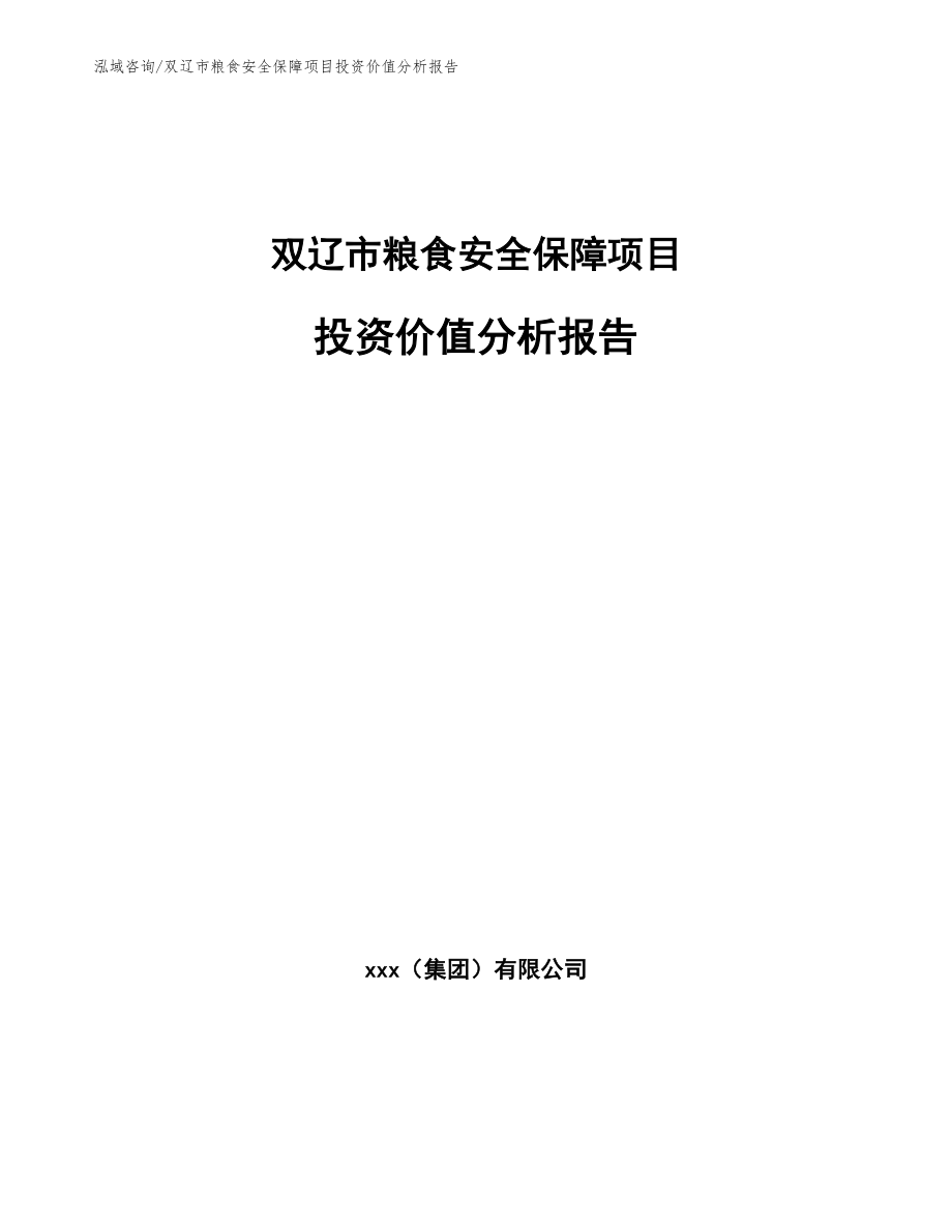 双辽市粮食安全保障项目投资价值分析报告模板_第1页