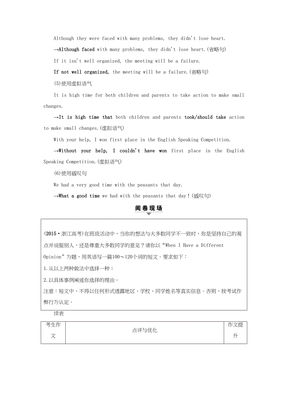 （通用版）高三英语二轮复习 第1部分 专题6 书面表达 技法6 规避重复适当进行句式升级-人教版高三英语试题_第2页