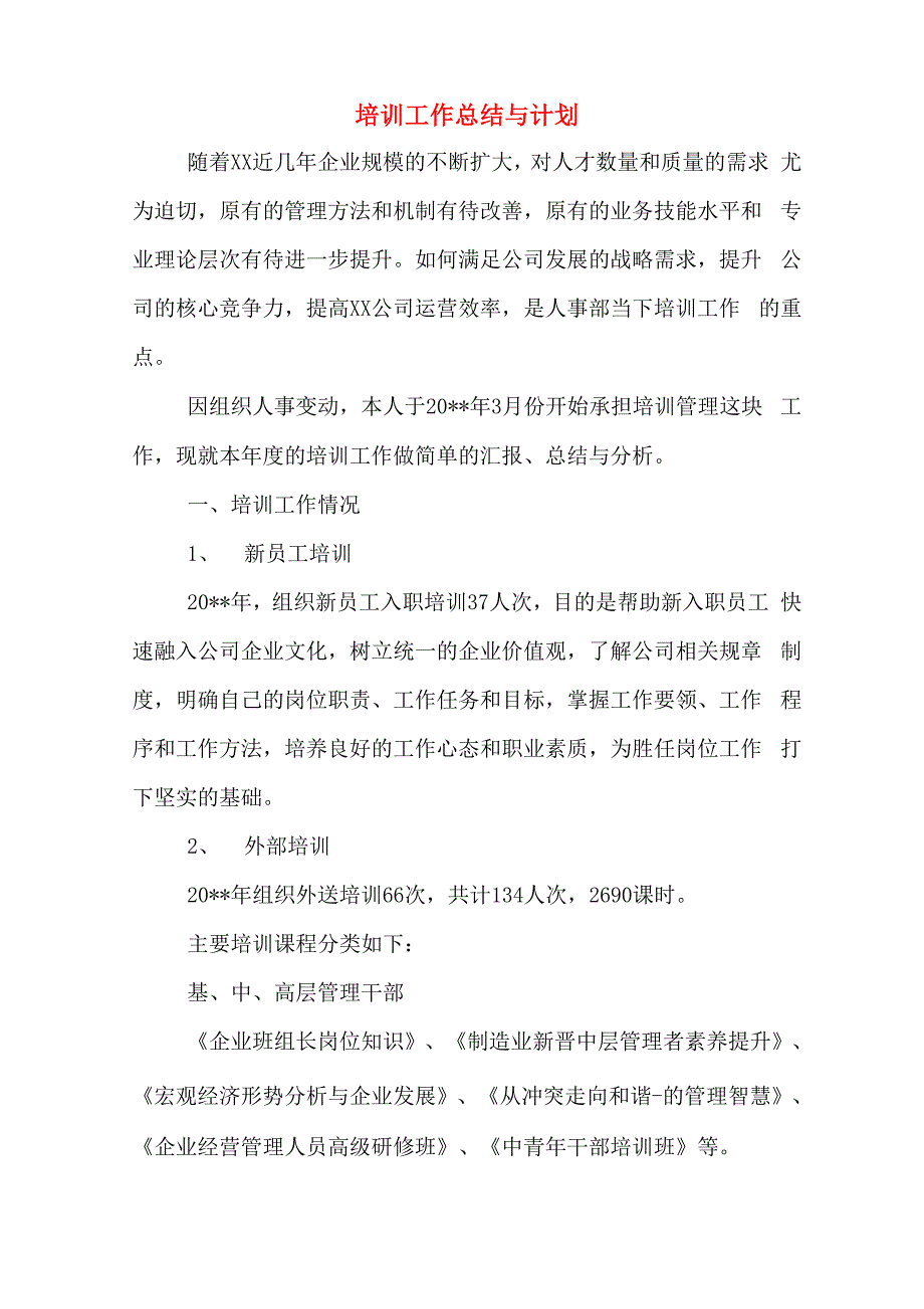 2020年培训工作总结与计划_第1页