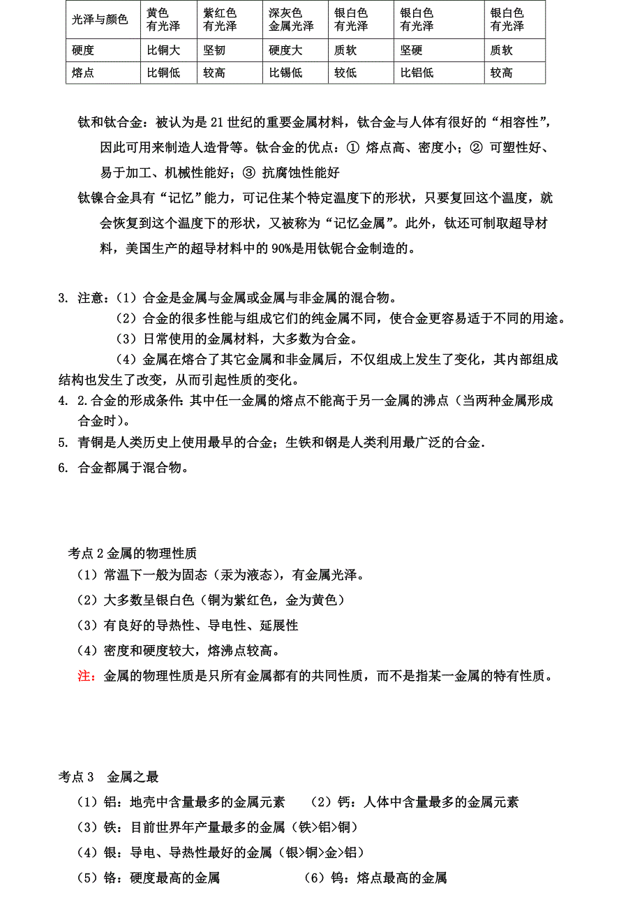 初中化学专题金属和金属材料知识点_第2页