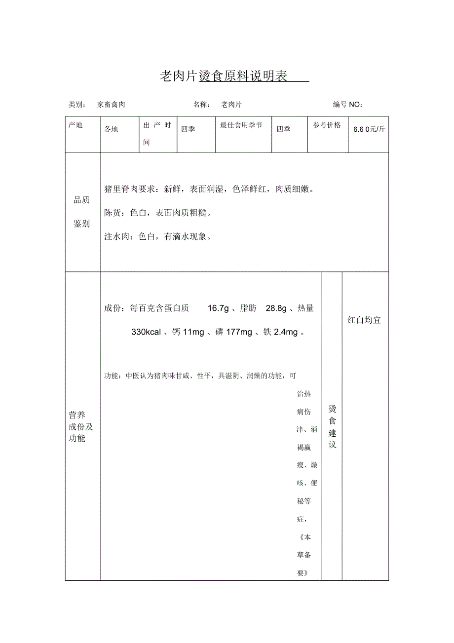 老肉片烫食原料说明表_第1页