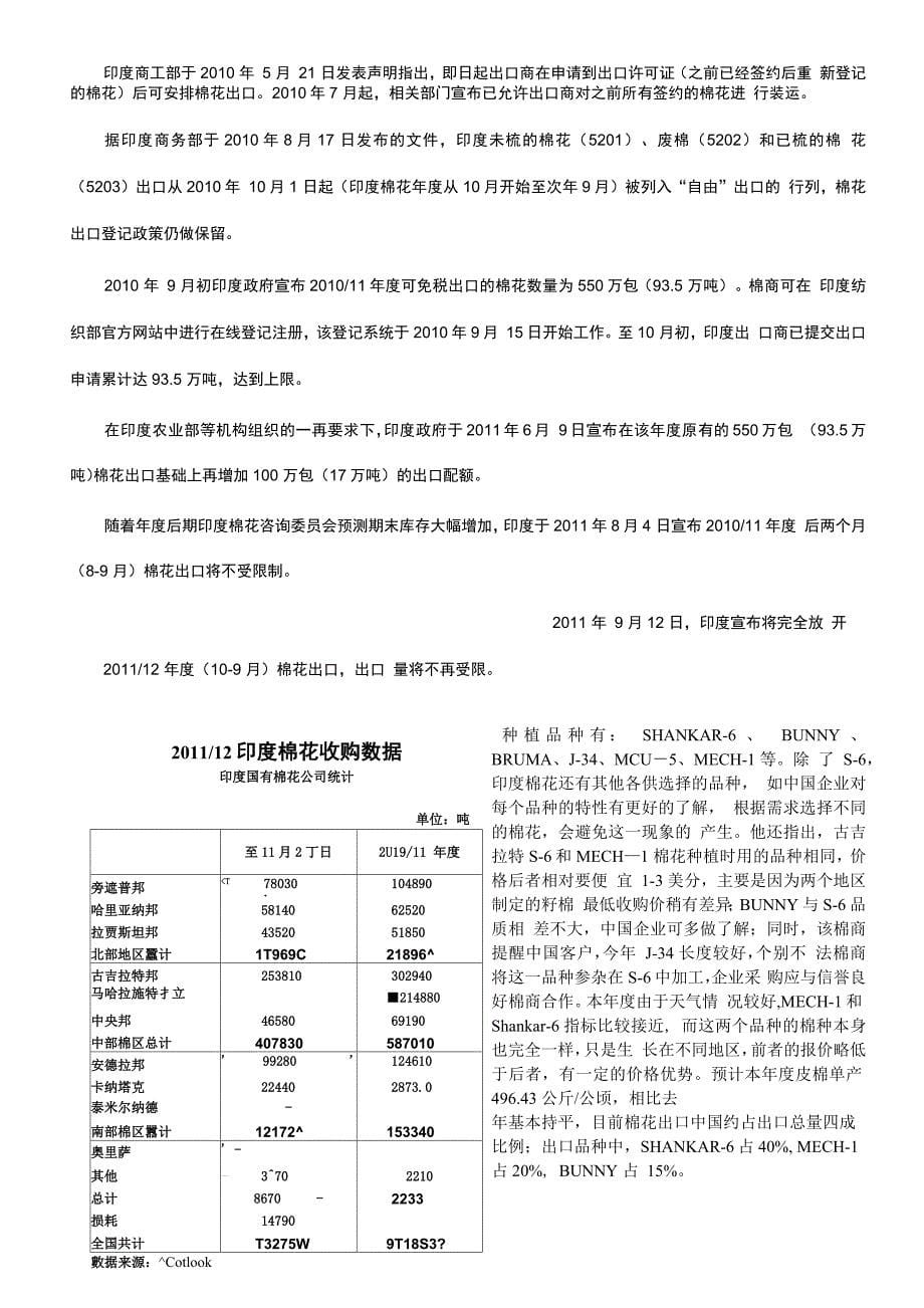 印度棉花种植、收购加工、质量检验、贸易和棉花政策_第5页