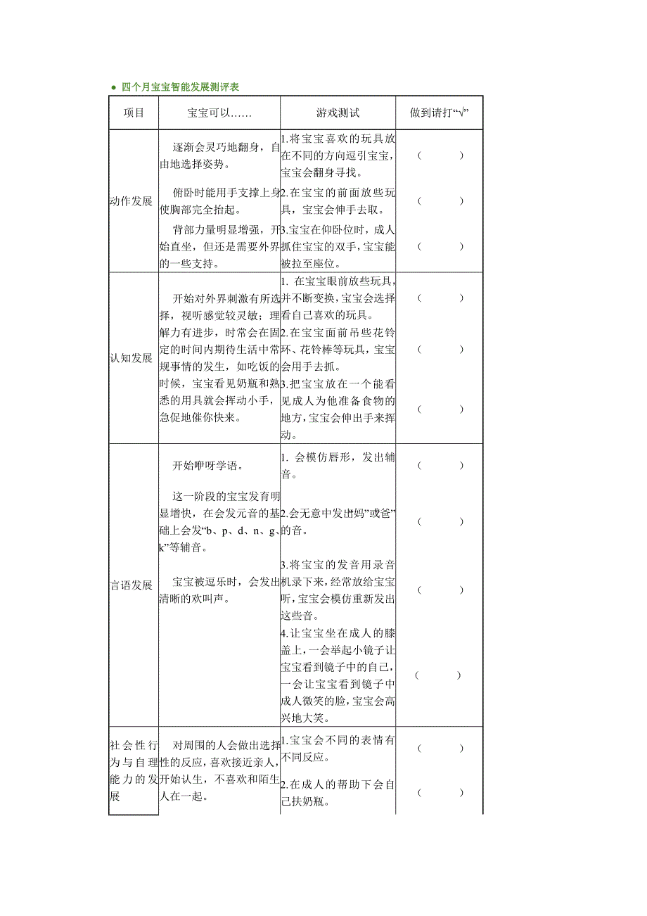 宝宝智能测评表格_第4页