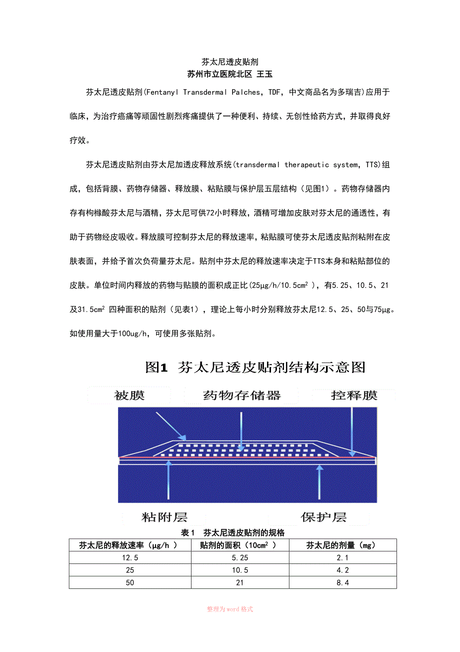 芬太尼缓释透皮贴剂_第1页