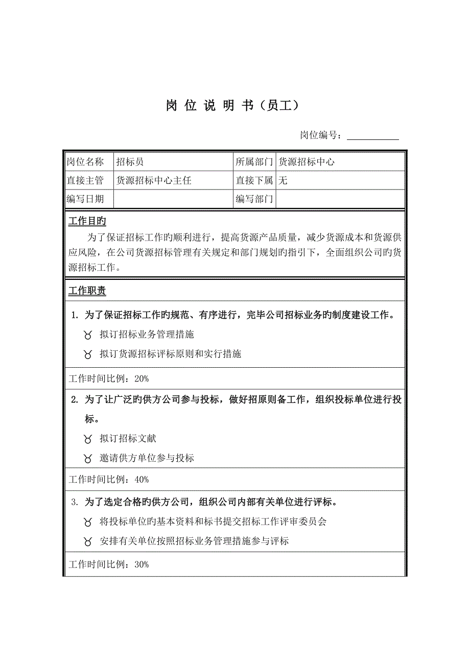 全新招标中心全新招标员岗位基本职责_第1页