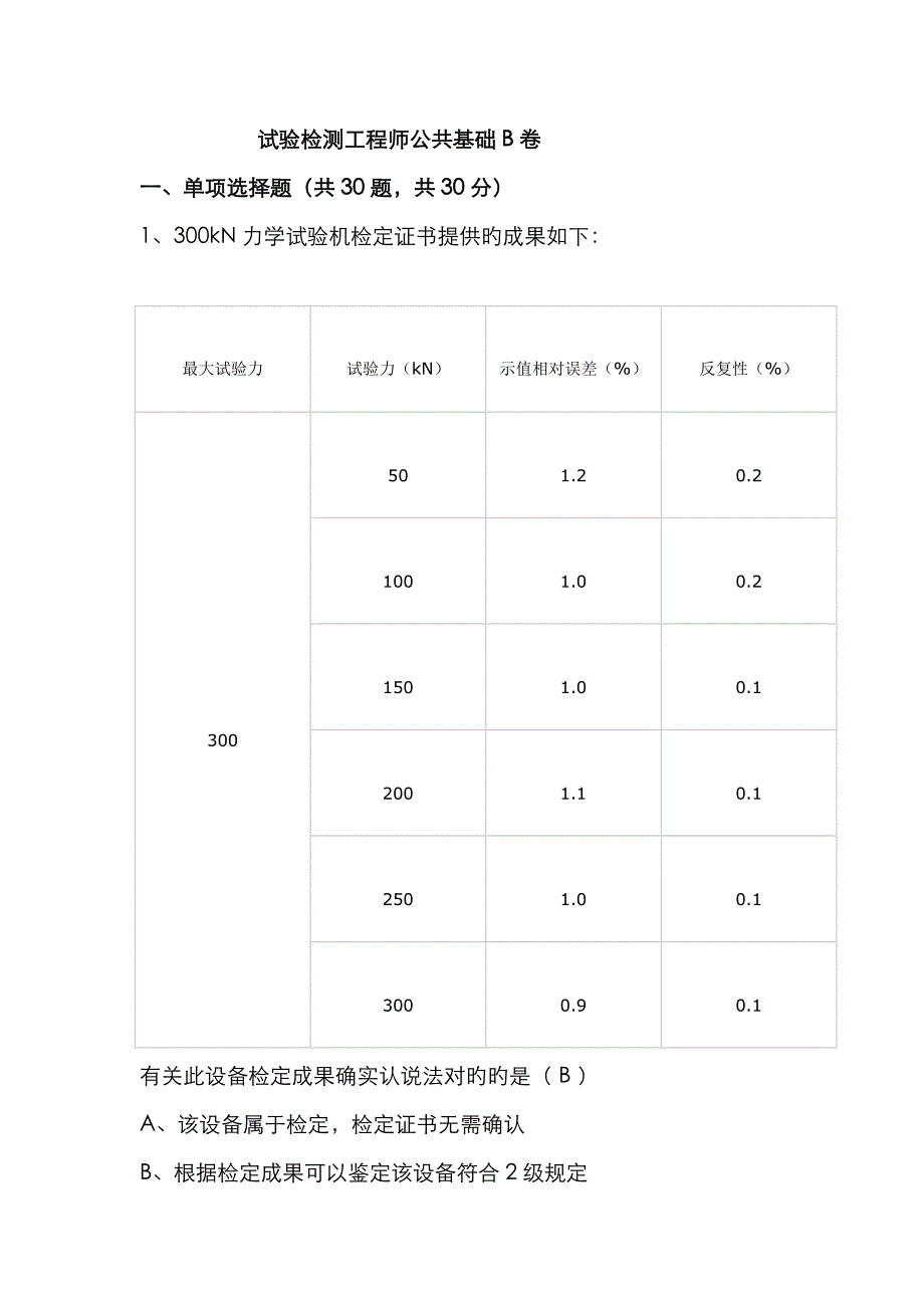 2023年试验检测工程师考试公共基础B卷真题及答案资料_第1页