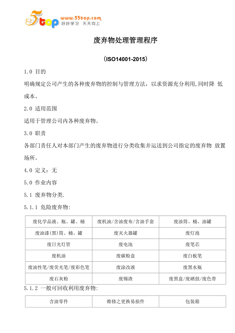 废弃物处理管理程序_第1页