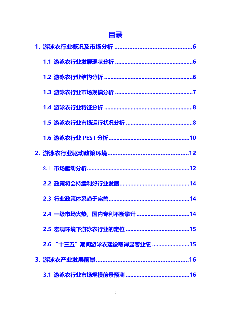 2020年游泳衣行业市场研究分析及前景预测报告_第2页