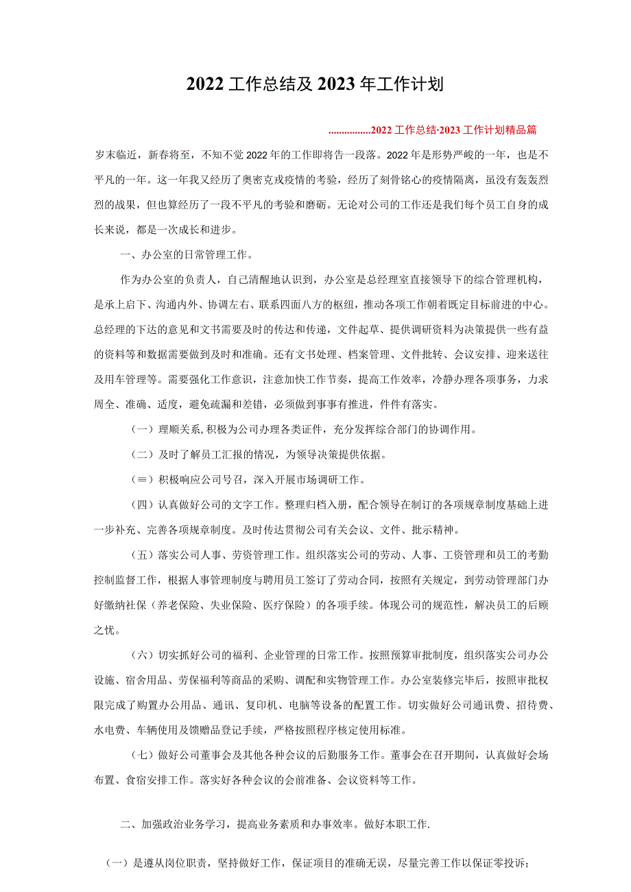 2022年工作总结和2023年工作计划模板文件_第4页