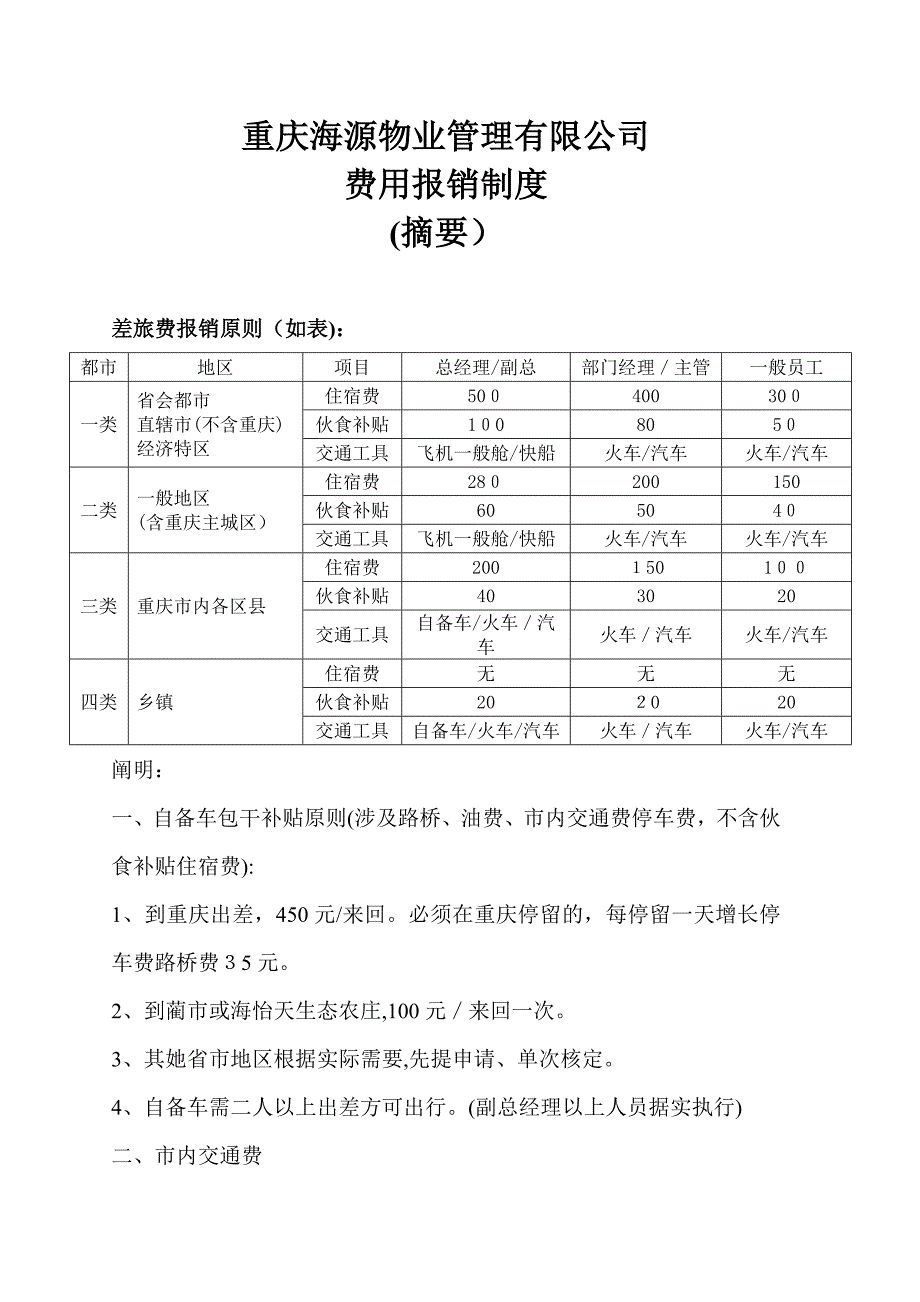 差旅费报销标准_第1页