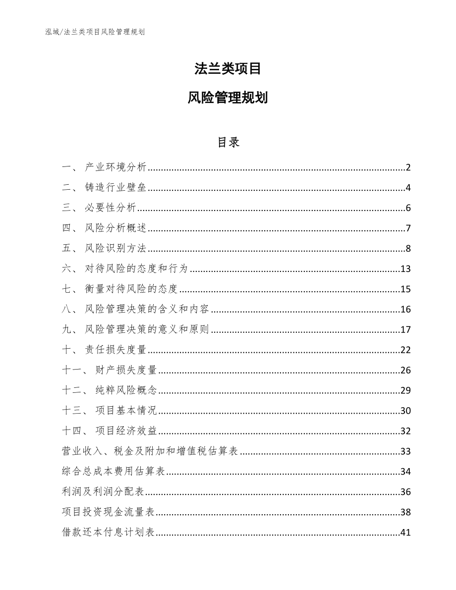 法兰类项目风险管理规划【参考】_第1页