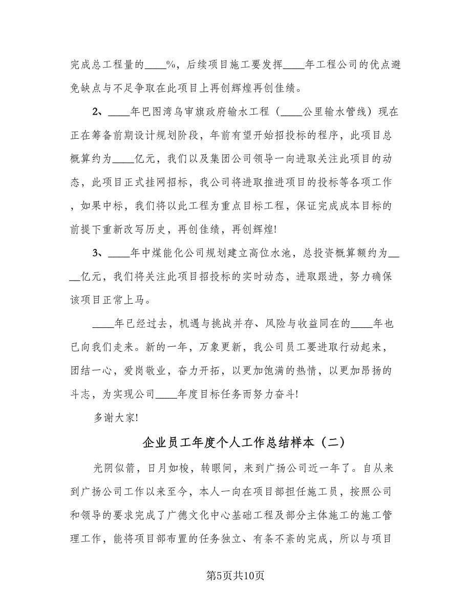 企业员工年度个人工作总结样本（3篇）.doc_第5页